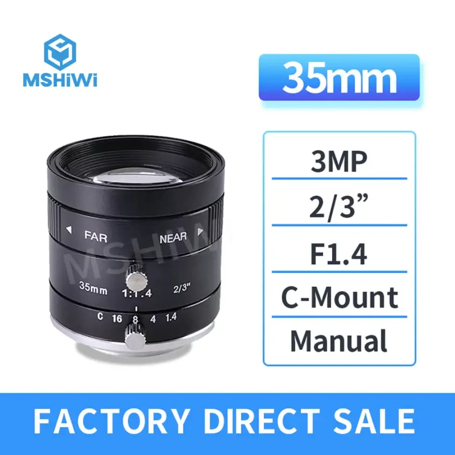 3MP C-mount 16mm-35mm Prime Lens 2/3" F1.4 Manual Iris Industrial Lens - Image 13