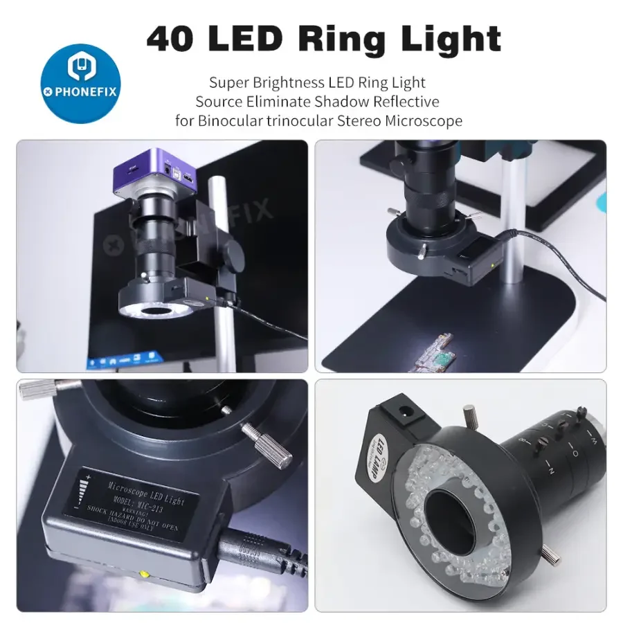 47mm 40 LEDs Microscope Ring Light Illuminator Lamp for Industrial Camera - Image 3