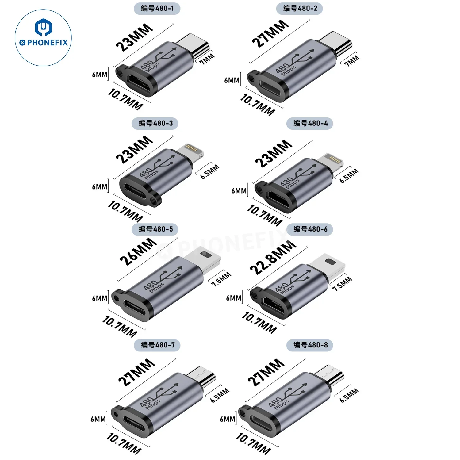 MINI Type-C Female/ Male Lighting  USB Phone Adapter - Image 2