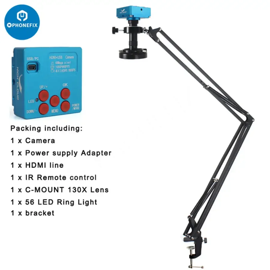 48MP 4K Industrial Digital Microscope Camera Set with 130X Lens - Image 4