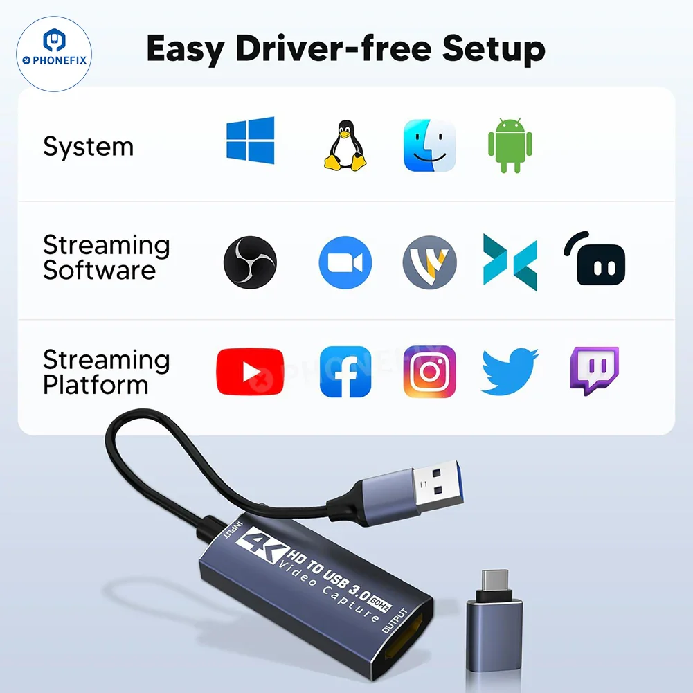4K Audio Video 1080P Capture Card For Live Streaming Broadcasting - Image 4