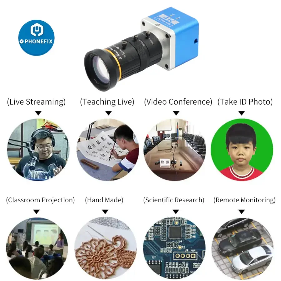 4K UHD Camera CCD Digital Detector 5.0-50mm F1.4 Lens  Industry Live Camera - Image 2