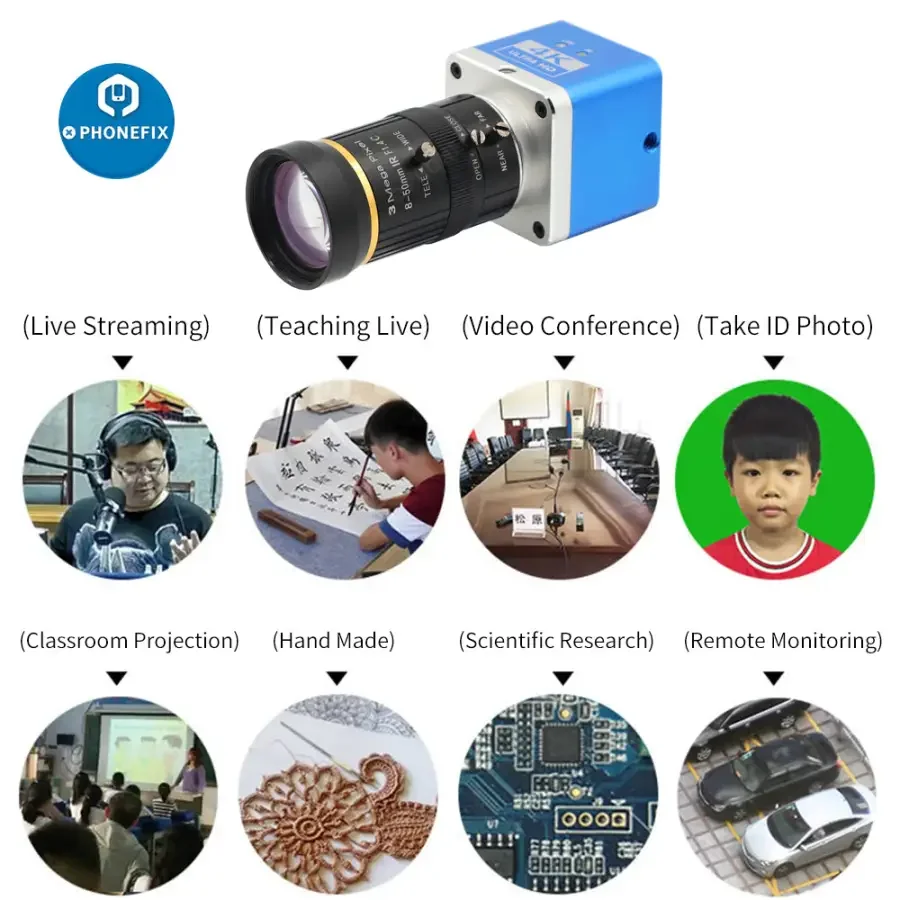 4K Ultra HD USB CMOS Camera 8.0-50mm Lens Industry Live Digital Camera - Image 5