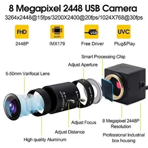 4K 8MP HD Varifocal Webcam Optical Zoom USB Web Camera - Image 10
