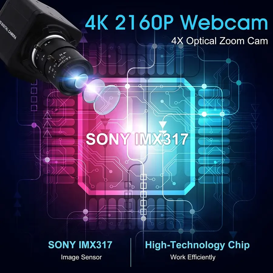 4K 8MP HD Varifocal Webcam Optical Zoom USB Web Camera - Image 3