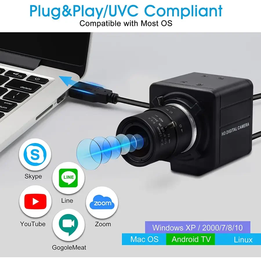 4K 8MP HD Varifocal Webcam Optical Zoom USB Web Camera - Image 5