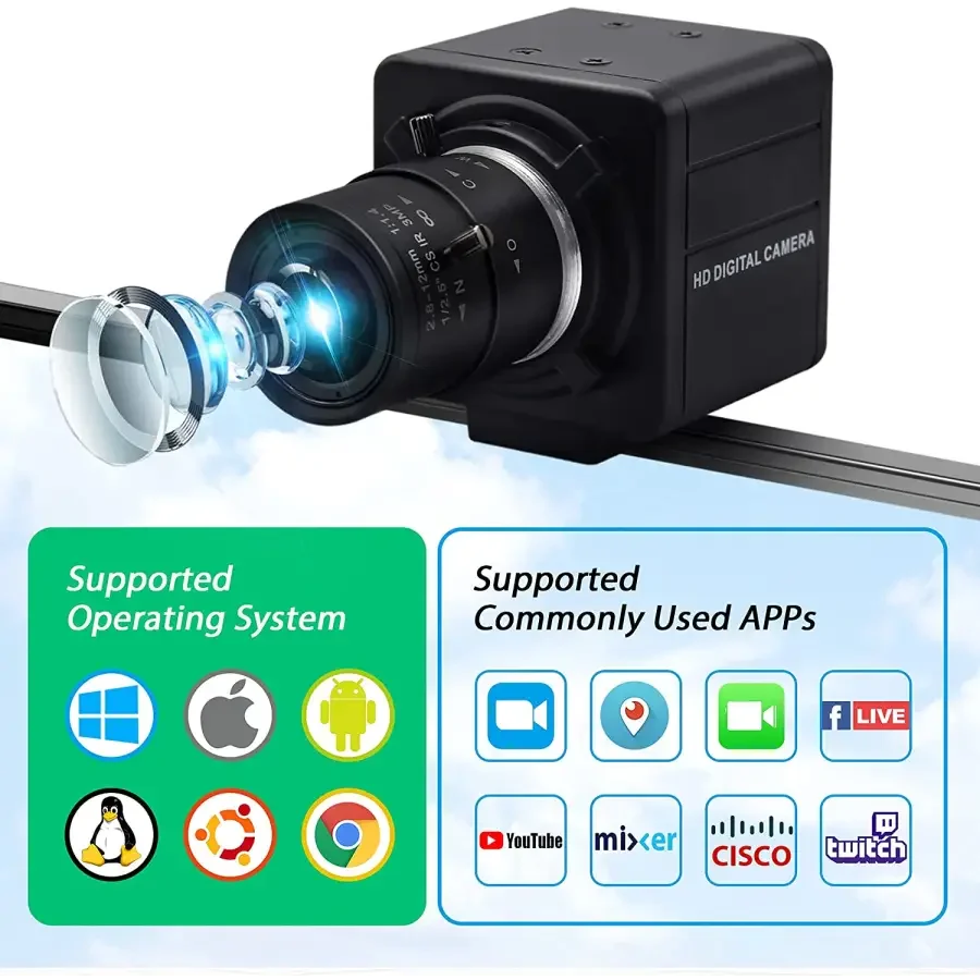 4K 8MP HD Varifocal Webcam Optical Zoom USB Web Camera - Image 6