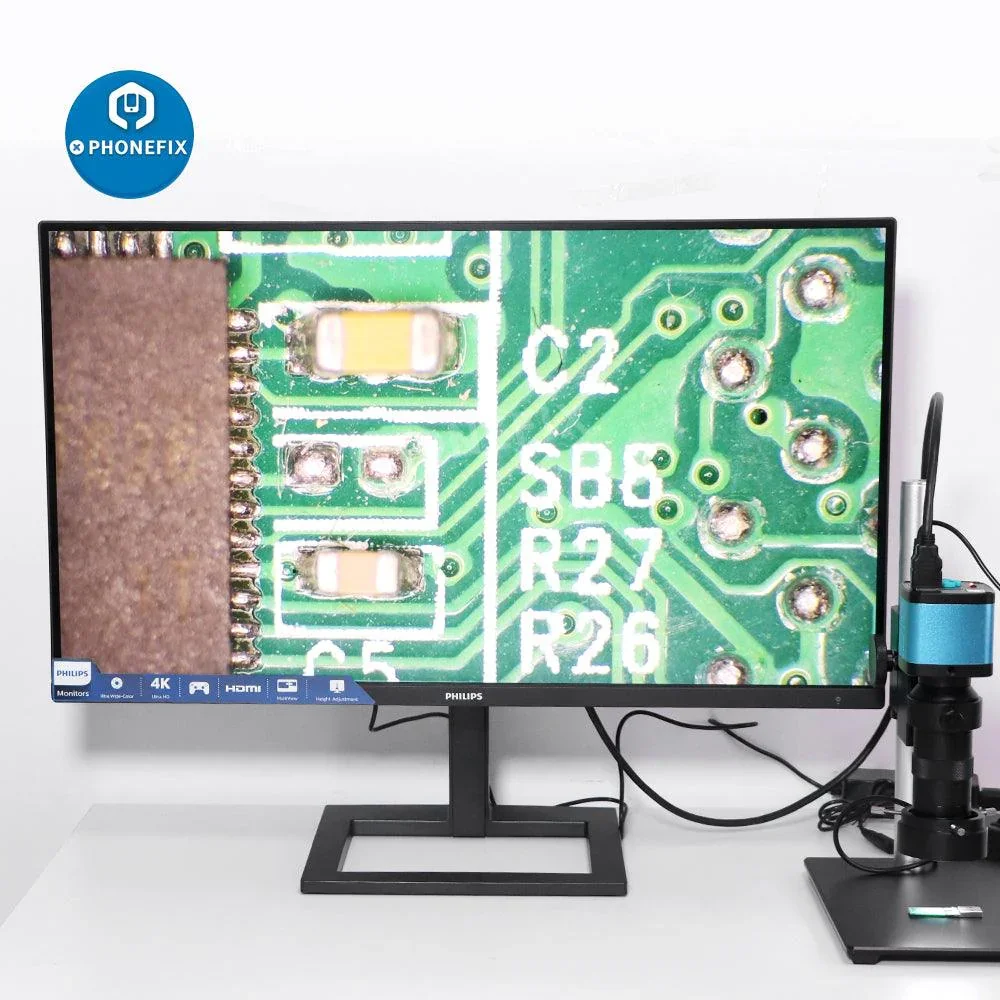 4K USB Industrial Microscope Camera With 1-130X Lens Cantilever Stand - Image 2