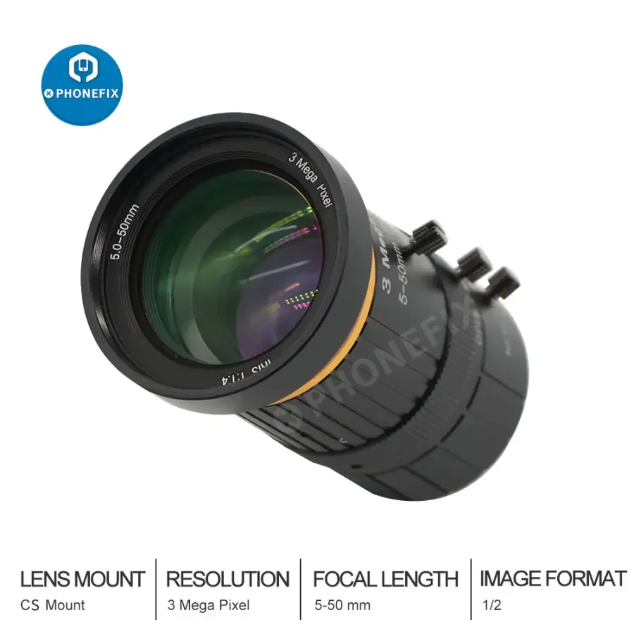 5-50mm 3.0MP Varifocal Lens 1/2.7" F1.4 Manual Iris CS Mount Lens - Image 3