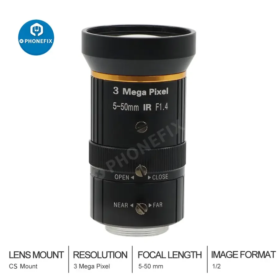 5-50mm 3.0MP Varifocal Lens 1/2.7" F1.4 Manual Iris CS Mount Lens - Image 7