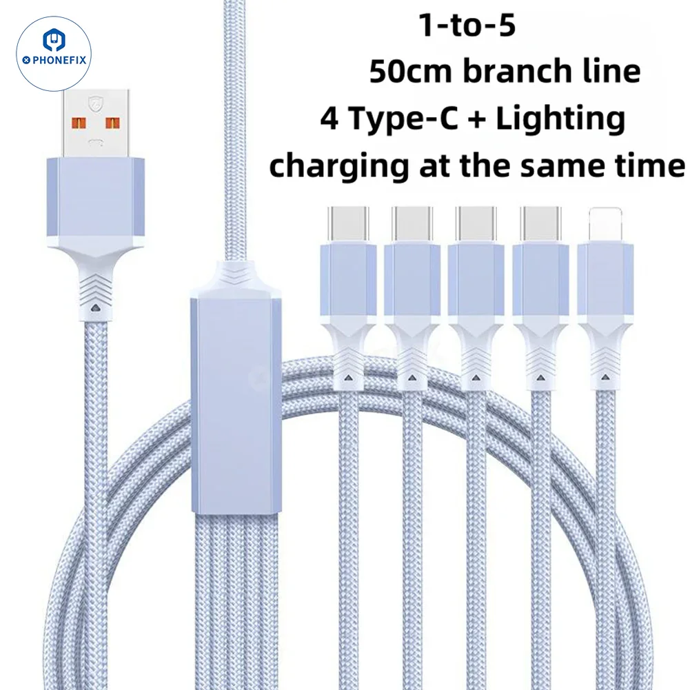 5 in 1 100W Fast Charging Data Cable with USB-C Lightning Micro Port - Image 7