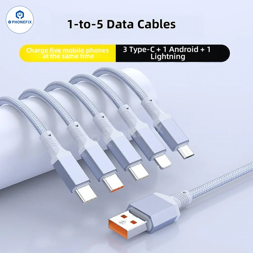 5 in 1 100W Fast Charging Data Cable with USB-C Lightning Micro Port - Image 9