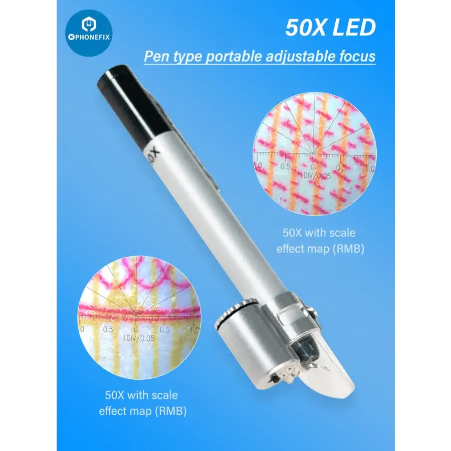 50X Pen Style Magnifying Glass Pocket Scale Microscope Lighted Loupe - Image 5