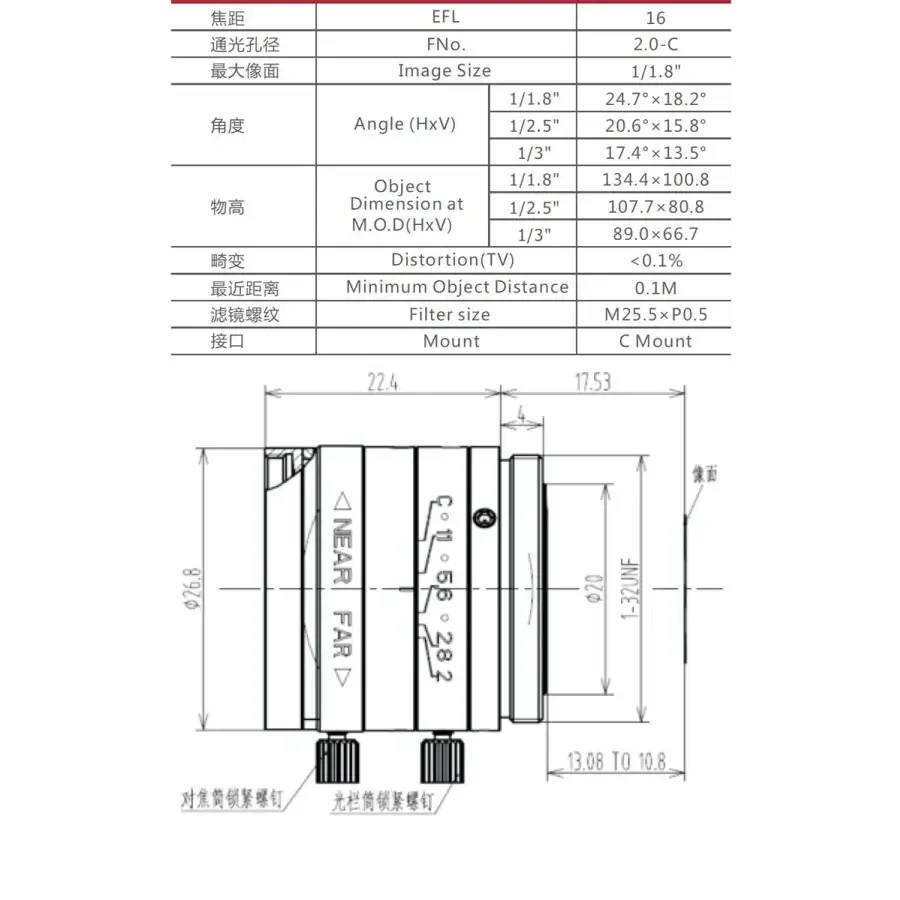 5MP 1/1.8Inch fixed-focal lenses machine vision Industrial Manual Iris Lens - Image 11