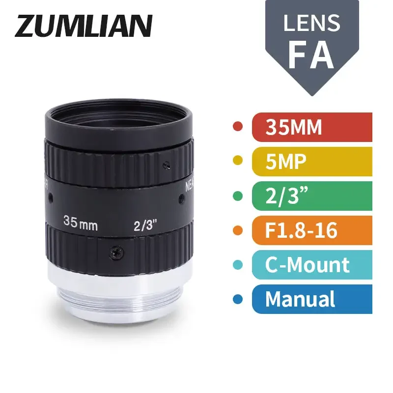 5MP 16mm-50mm 1/1.8" FA Prime Lens C-mount F1.8-16 Manual Iris Lens - Image 3