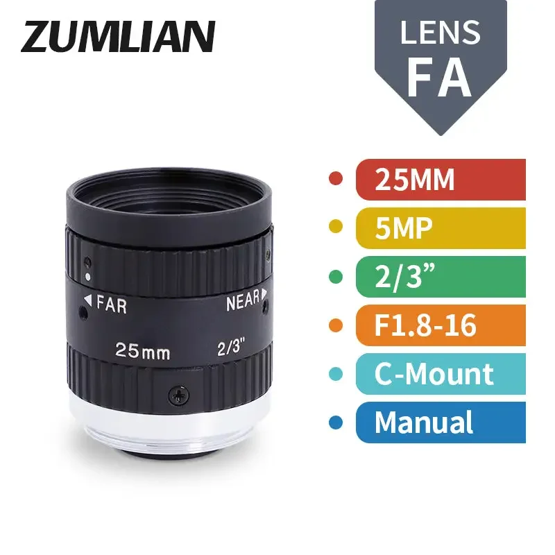 5MP 16mm-50mm 1/1.8" FA Prime Lens C-mount F1.8-16 Manual Iris Lens - Image 4