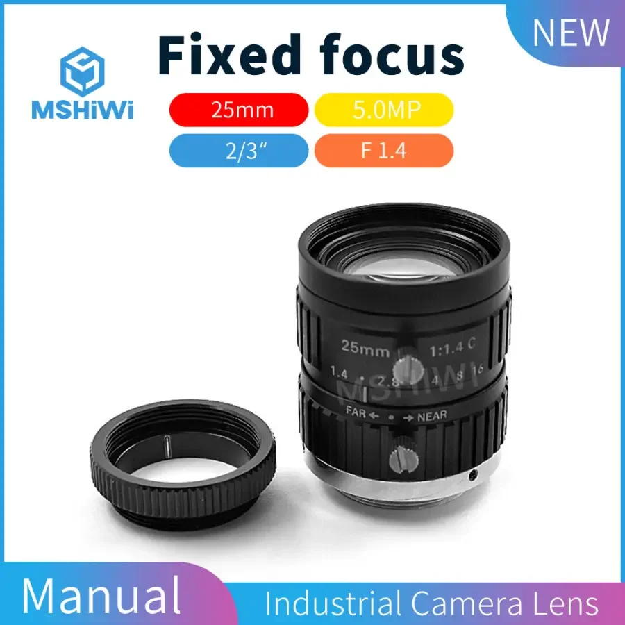 5MP F1.4 Manual Iris 25mm Prime Lens 2/3" C Mount Cameras Lens - Image 2