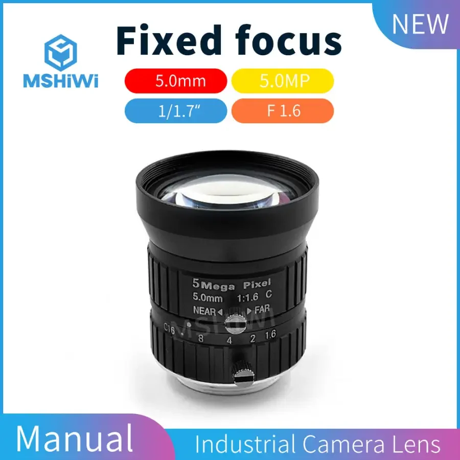 5MP F1.6 1/1.7" C Mount 5mm Prime Lenses Industrial Camera Lens - Image 2