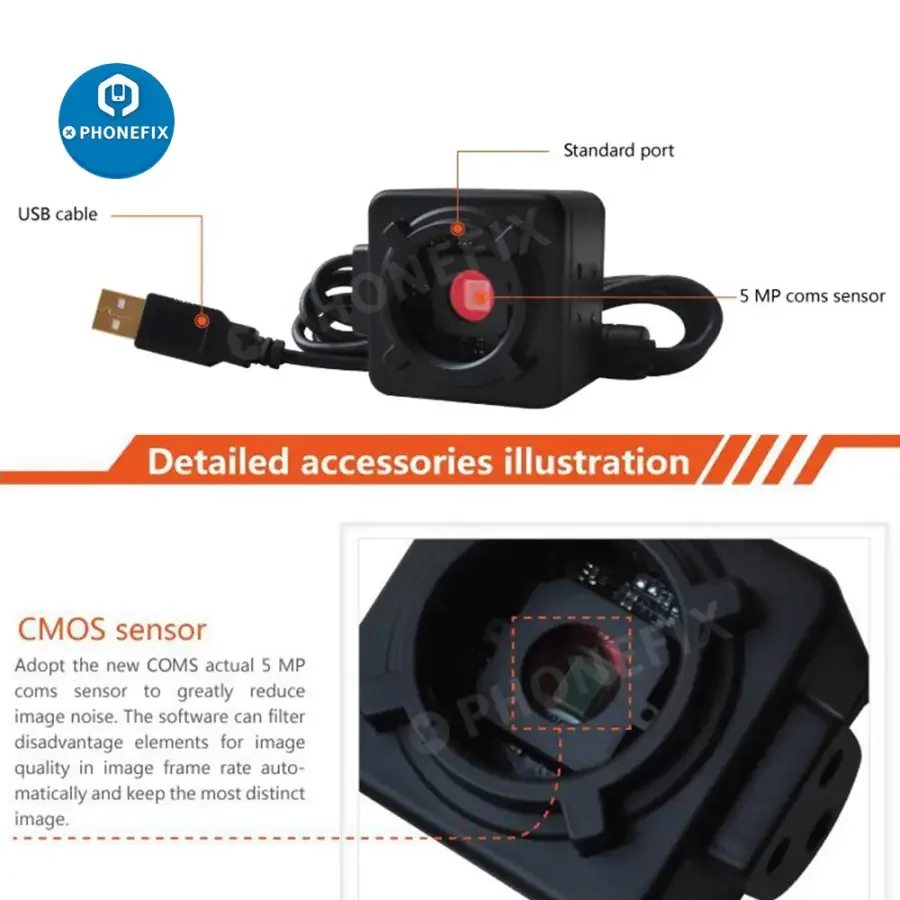 5MP USB Microscope Camera Eyepiece C-Mount Adapter 30/30.5mm Ring - Image 5