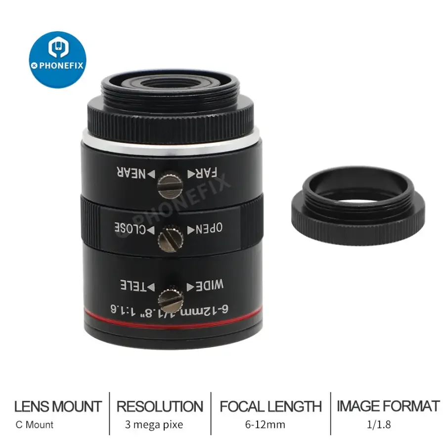 6-12MM Industrial Camera Lenses, 1/1.8", 6mm, F/1.6, C-Mount - Image 4