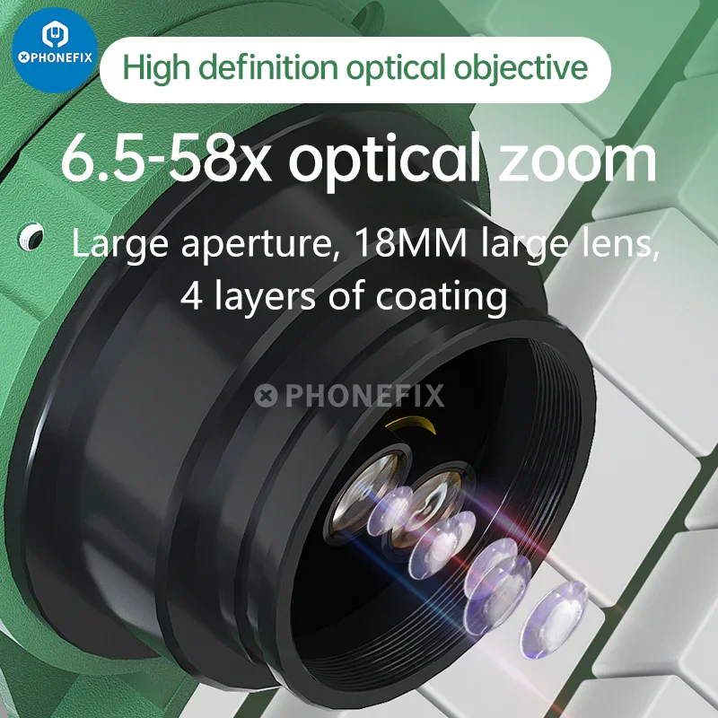 6.5-58X Trinocular Stereo Microscope With HD 4K Camera CTV Lens - Image 5