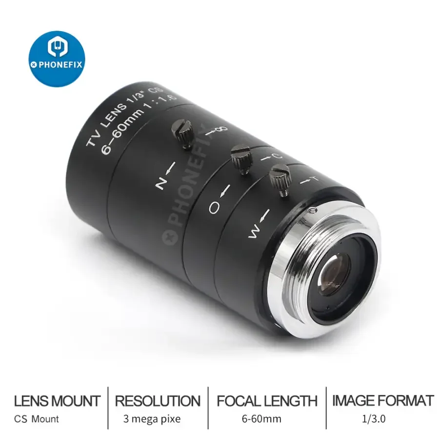 6-60mm 1/3" CCD F1.6 CS Mount Lens for CCTV Surveillance Camera - Image 3