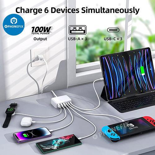 6 In 1 USB-C Fast Charging Station Multiport Phone Tablet Charger - Image 3