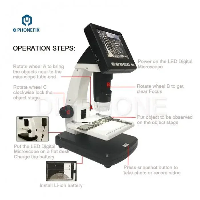 600X 3.5" HD Digital Microscope with Camera Video Recorder - Image 3