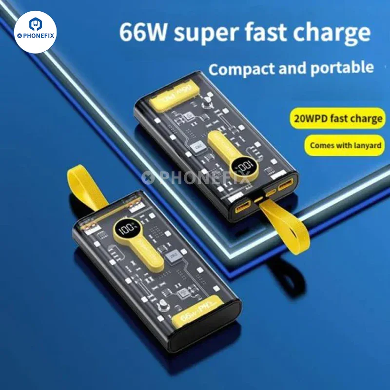 66W Super Fast Charging 20000mAh Portable Transparent Power Bank - Image 2