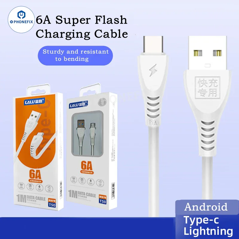 6A Fast Charging Data Cable Micro Type-C Lightning for iPhone Android - Image 9