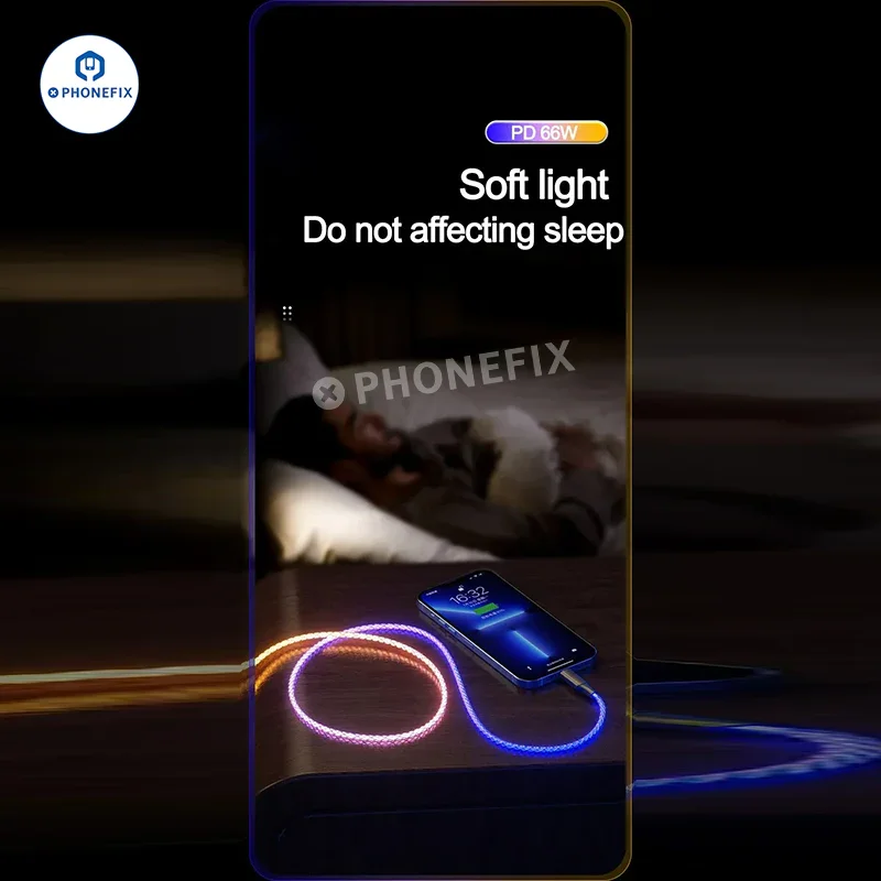 6A Super Fast Charging Cable Gradient Light Phone CarPlay Data Line - Image 2