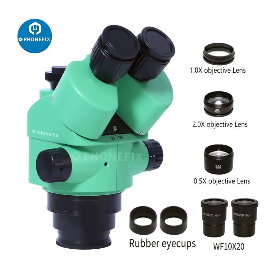 3.5X-180X Simul-focal Green Trinocular Zoom Stereo Microscope Head - Image 6