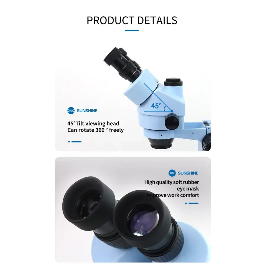 7X-45X SZM45T-B1 Trinocular Stereo Microscope with LED Lamp - Image 11