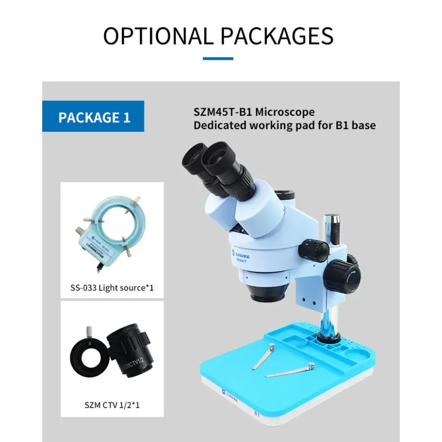 7X-45X SZM45T-B1 Trinocular Stereo Microscope with LED Lamp - Image 3