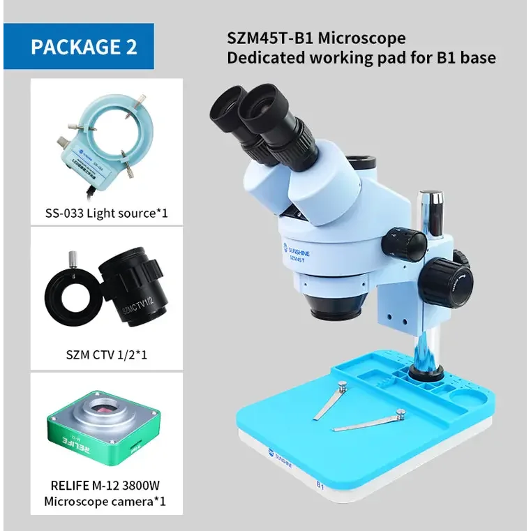 7X-45X SZM45T-B1 Trinocular Stereo Microscope with LED Lamp - Image 4