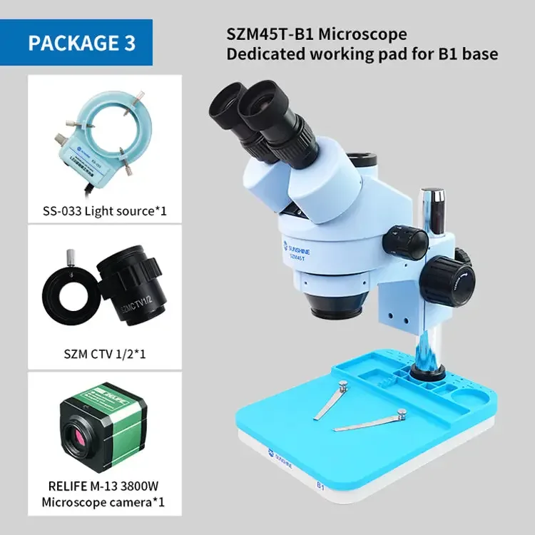 7X-45X SZM45T-B1 Trinocular Stereo Microscope with LED Lamp - Image 5