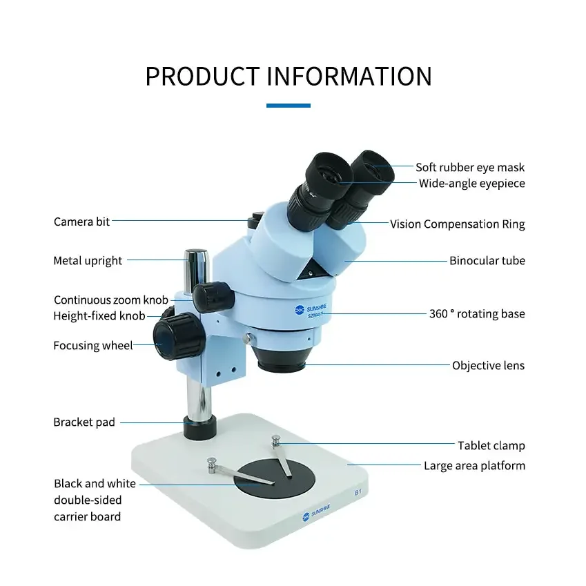7X-45X SZM45T-B1 Trinocular Stereo Microscope with LED Lamp - Image 6