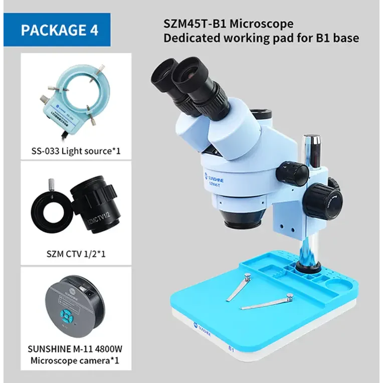 7X-45X SZM45T-B1 Trinocular Stereo Microscope with LED Lamp - Image 9