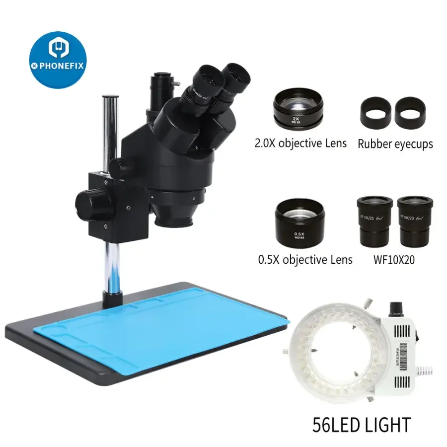 7X-45X Trinocular Stereo Zoom Big Table Stand Microscope For PCB Repair - Image 16