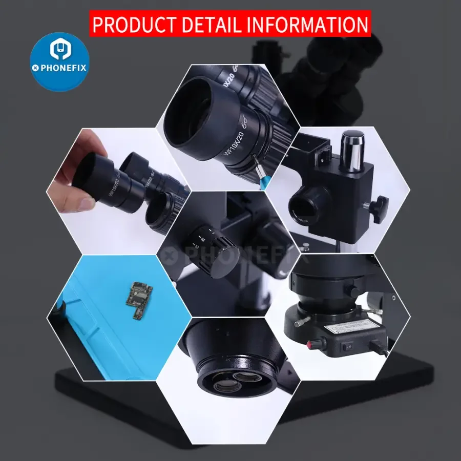 7X-45X Trinocular Stereo Zoom Big Table Stand Microscope For PCB Repair - Image 19