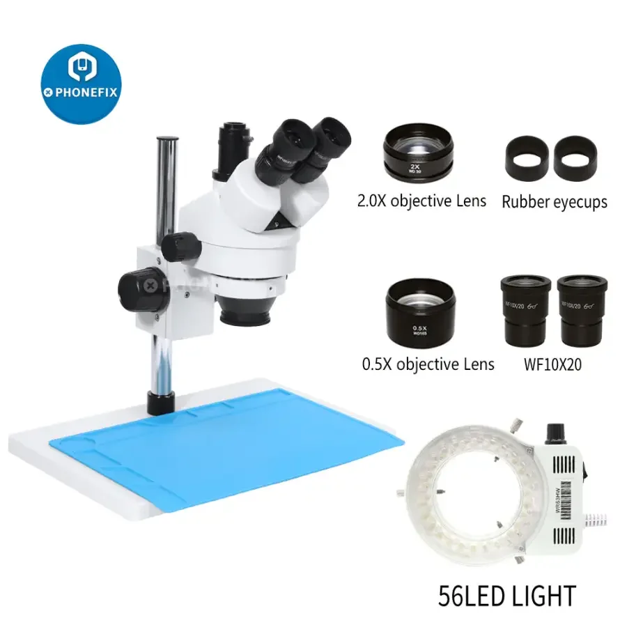 7X-45X Trinocular Stereo Zoom Big Table Stand Microscope For PCB Repair - Image 2