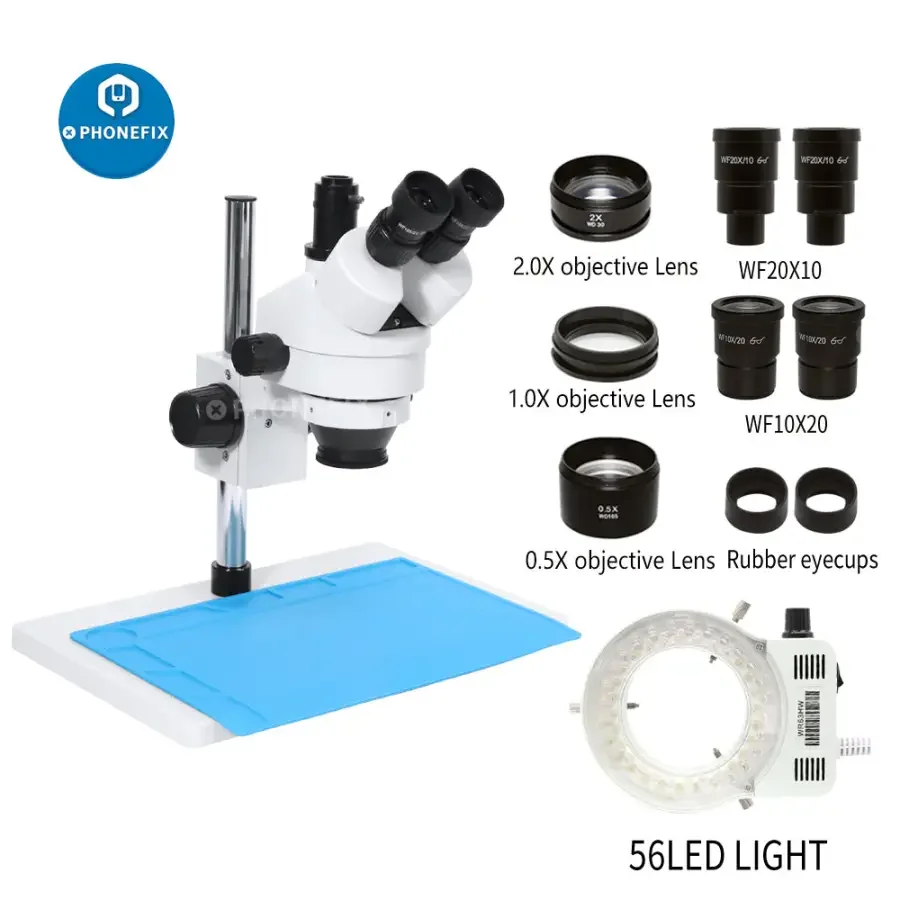 7X-45X Trinocular Stereo Zoom Big Table Stand Microscope For PCB Repair - Image 3