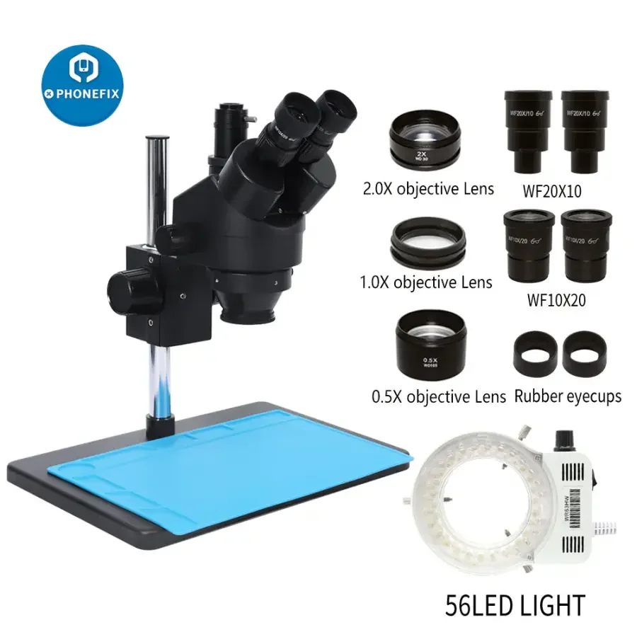 7X-45X Trinocular Stereo Zoom Big Table Stand Microscope For PCB Repair - Image 4