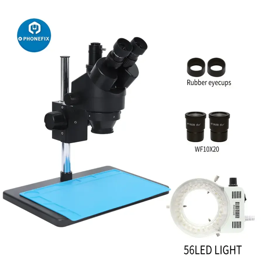 7X-45X Trinocular Stereo Zoom Big Table Stand Microscope For PCB Repair - Image 5