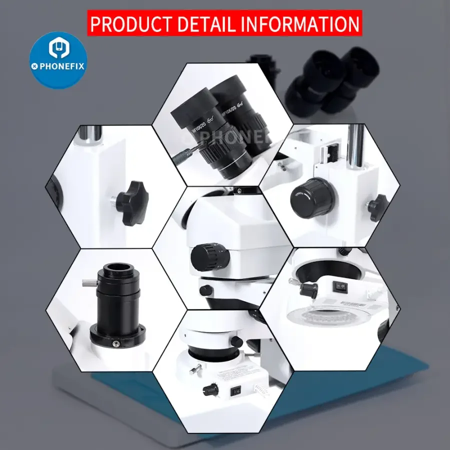 7X-45X Trinocular Stereo Zoom Big Table Stand Microscope For PCB Repair - Image 8