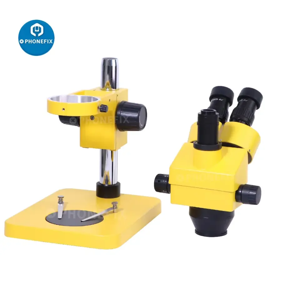 7X-45X Yellow Trinocular Stereo Zoom Microscope For Phone PCB Repair - Image 3