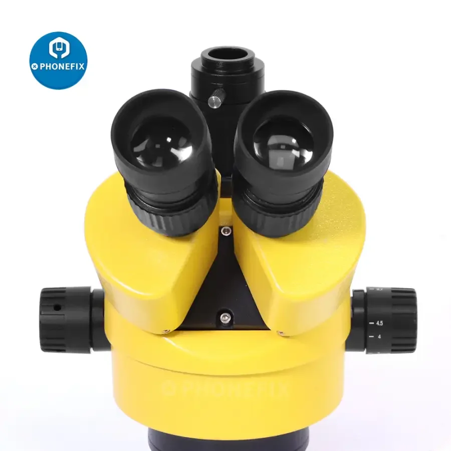 7X-45X Yellow Trinocular Stereo Zoom Microscope For Phone PCB Repair - Image 6