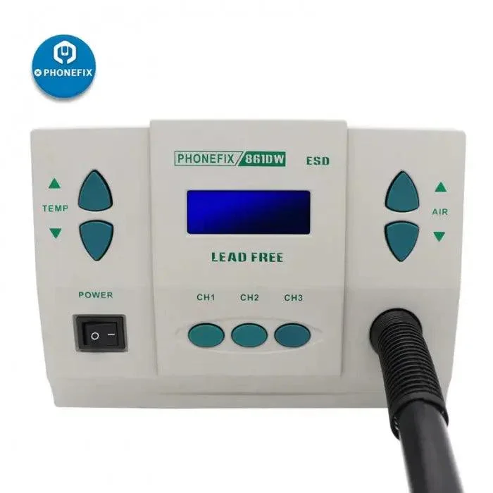 861DW 900W Hot Air Gun Digital Rework Station with 3 Nozzles - Image 6