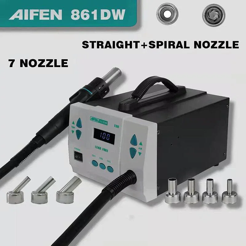 861DW 900W Hot Air Gun Digital Rework Station with 3 Nozzles - Image 7