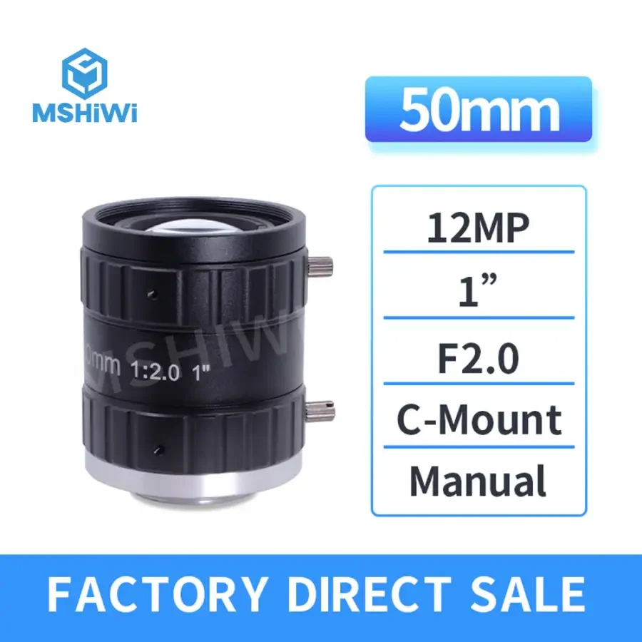 8MP C-mount F2.0 Aperture 1" 16mm-50mm Prime FA Industrial Lens - Image 2